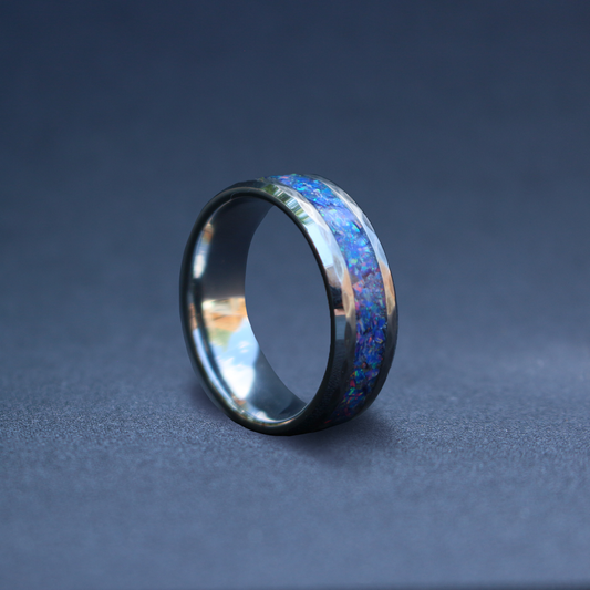 Custom Faceted Beveled Tungsten Ring