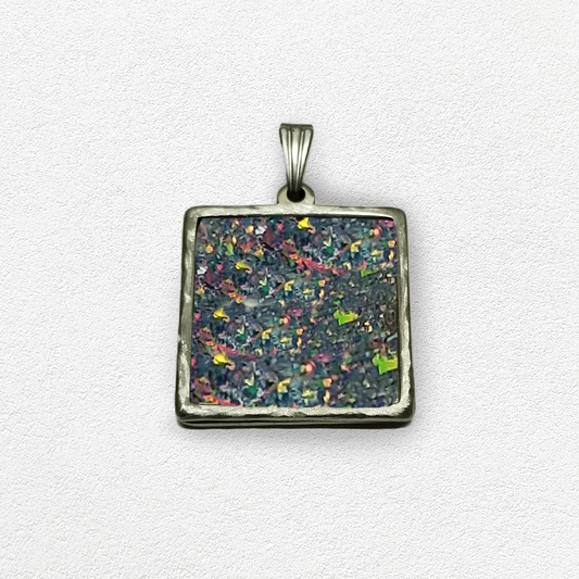 Custom Square Opal Inlay Pendant and Necklace