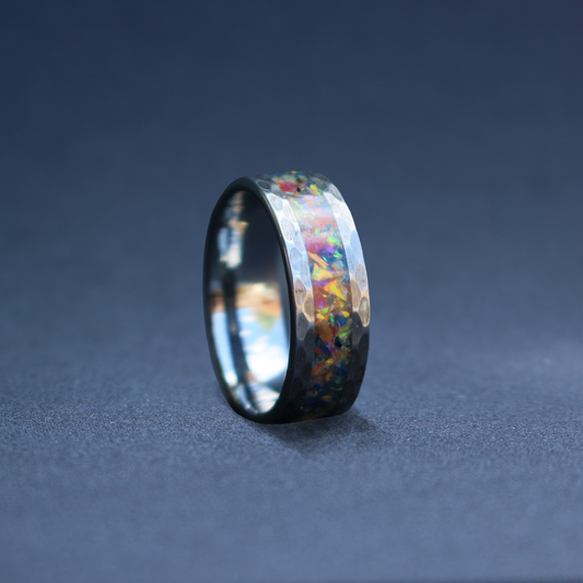 Custom Hammered Tungsten Ring