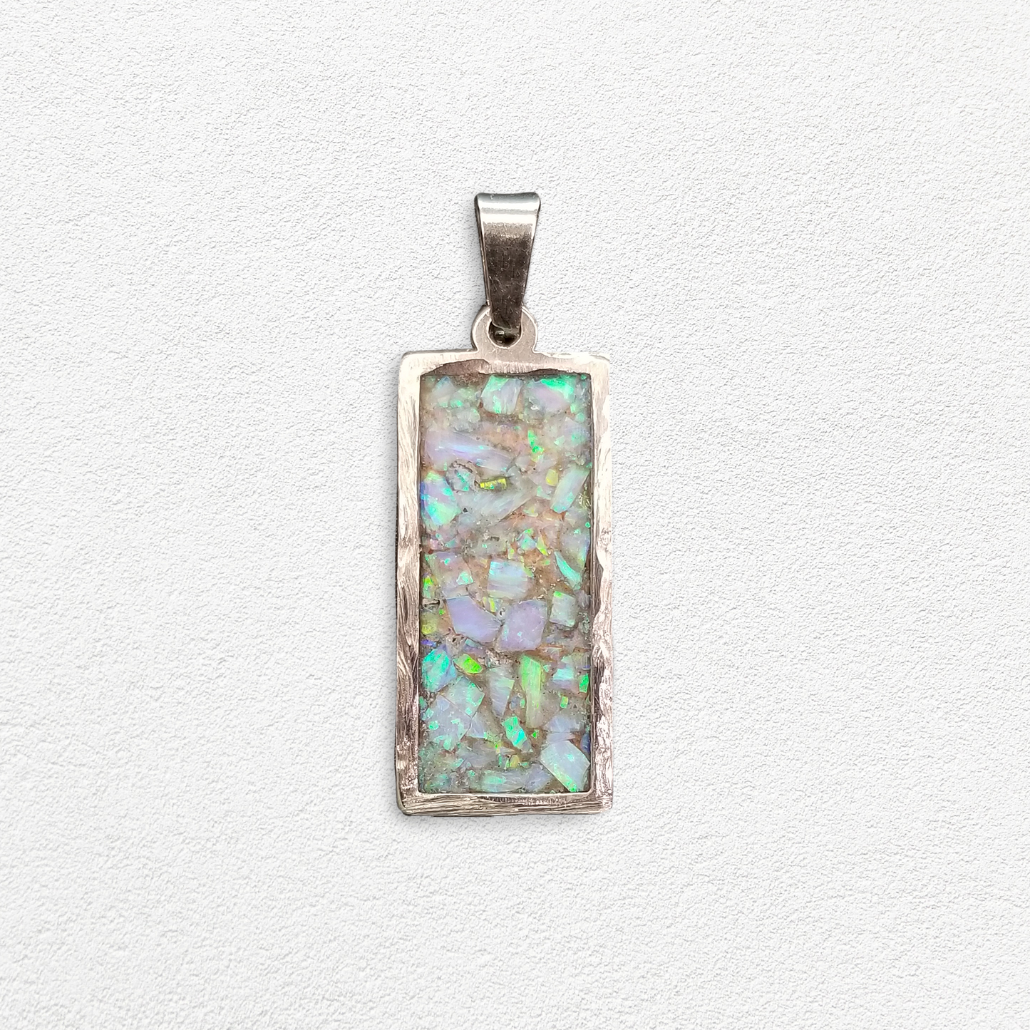 Custom Rectangle Opal Inlay Memorial Pendant and Necklace