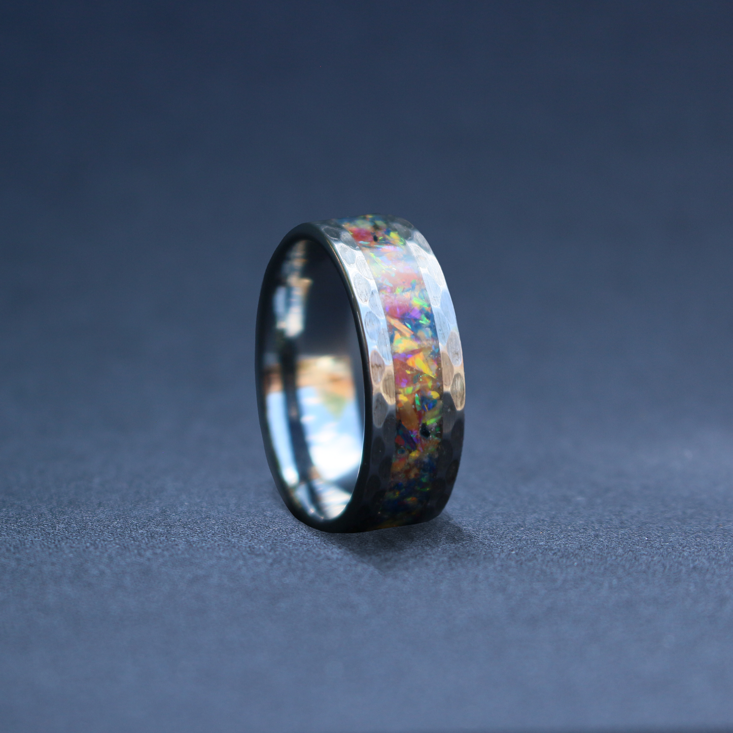 Custom Cremation Hammered Tungsten Ring